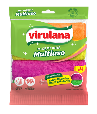 VIRULANA PAÑO MICROFIBRA PACK x4und.