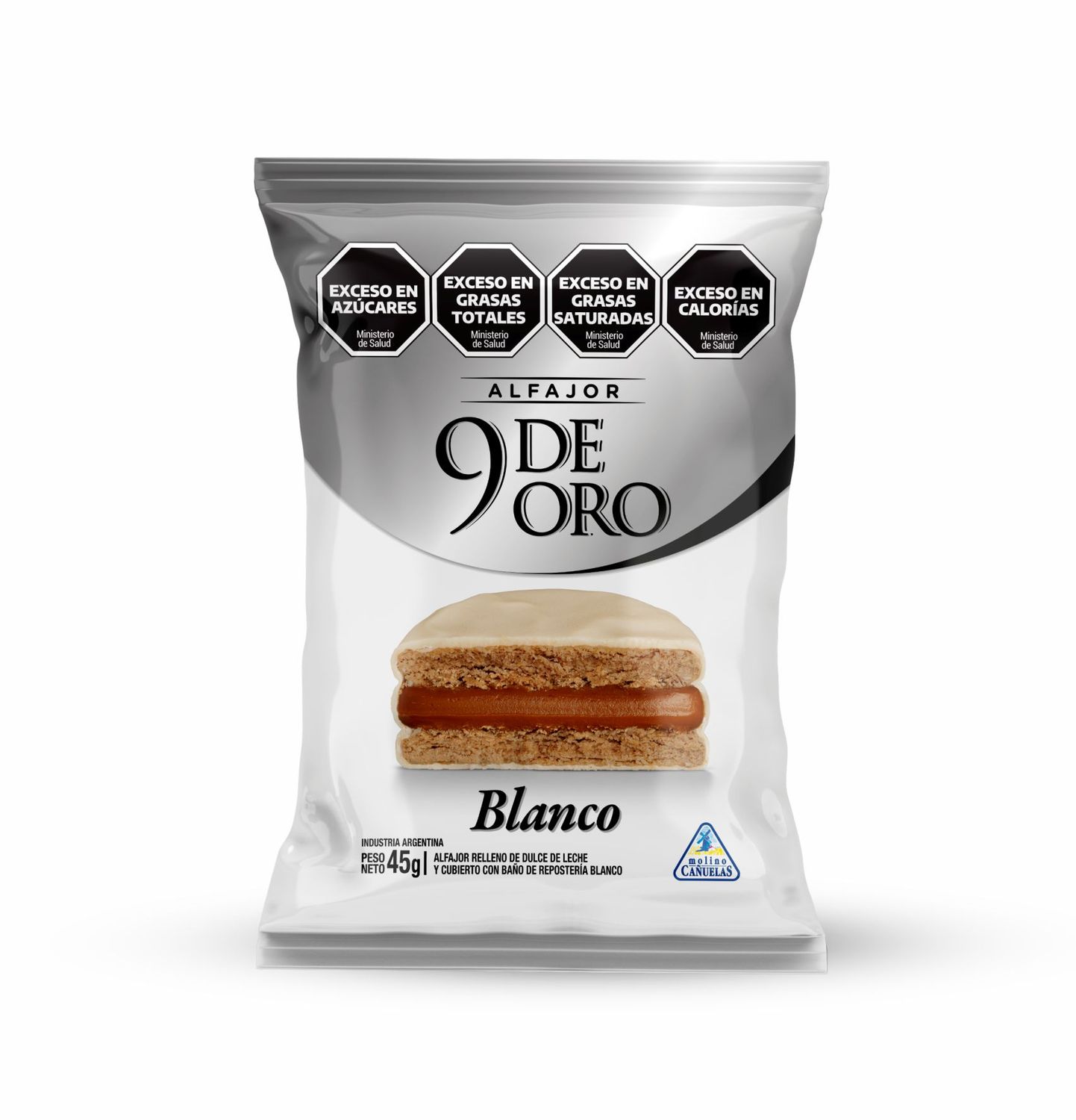 ALFAJOR 9 DE ORO SIMPLE BLANCO x45gr