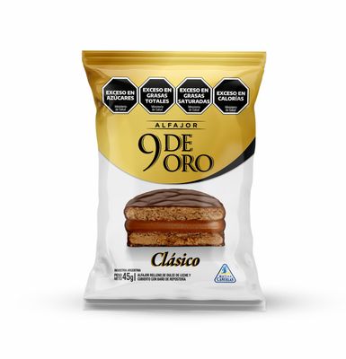 ALFAJOR 9 DE ORO SIMPLE NEGRO x45gr
