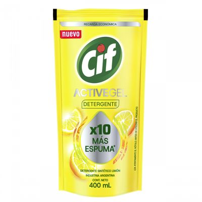 CIF DETERGENTE ACTIVE GEL LIMON D/P x400ml