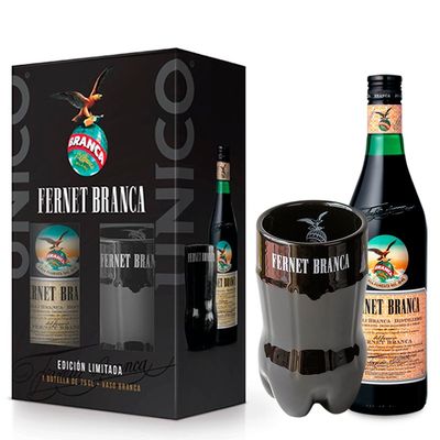 E. FERNET BRANCA 750cc + VASO CERAMICO 500cc x1un