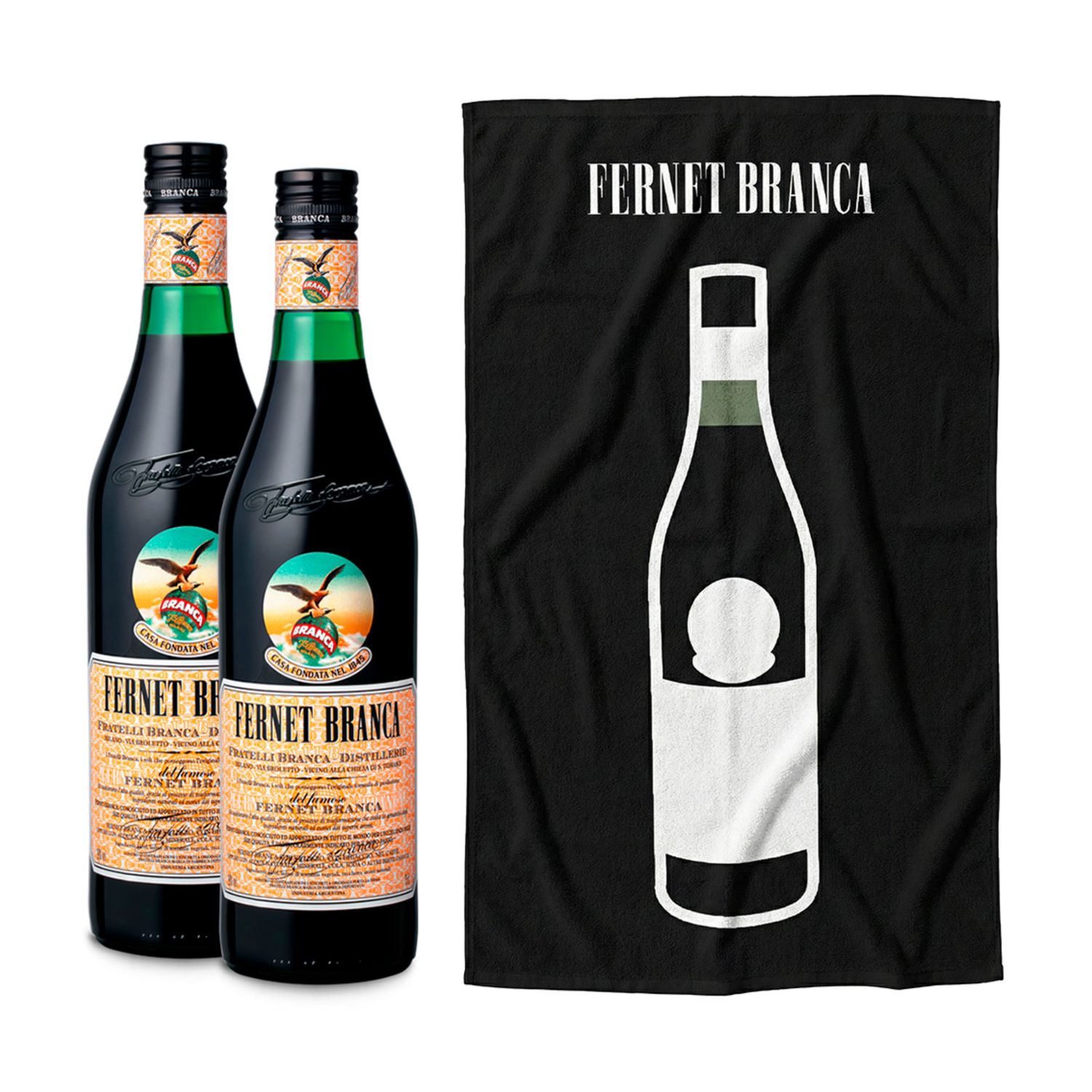E. FERNET BRANCA 2x750cc + LONA NEGRA + BOLSA x1un