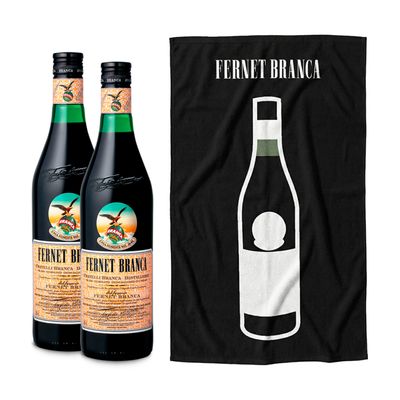 E. FERNET BRANCA 2x750cc + LONA NEGRA + BOLSA x1un
