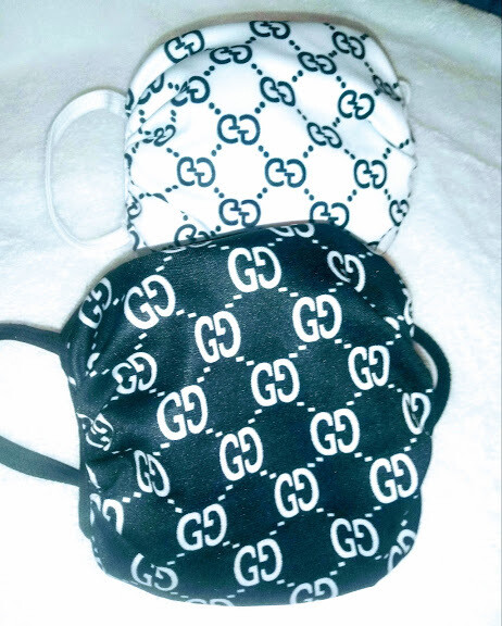 Black and White Gucci Designer Face Mask (2 pair)