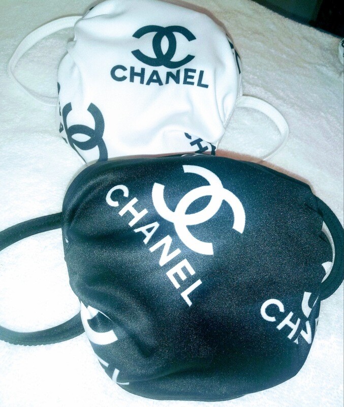 Black and White Chanel Designer Face Mask (2 Pack)