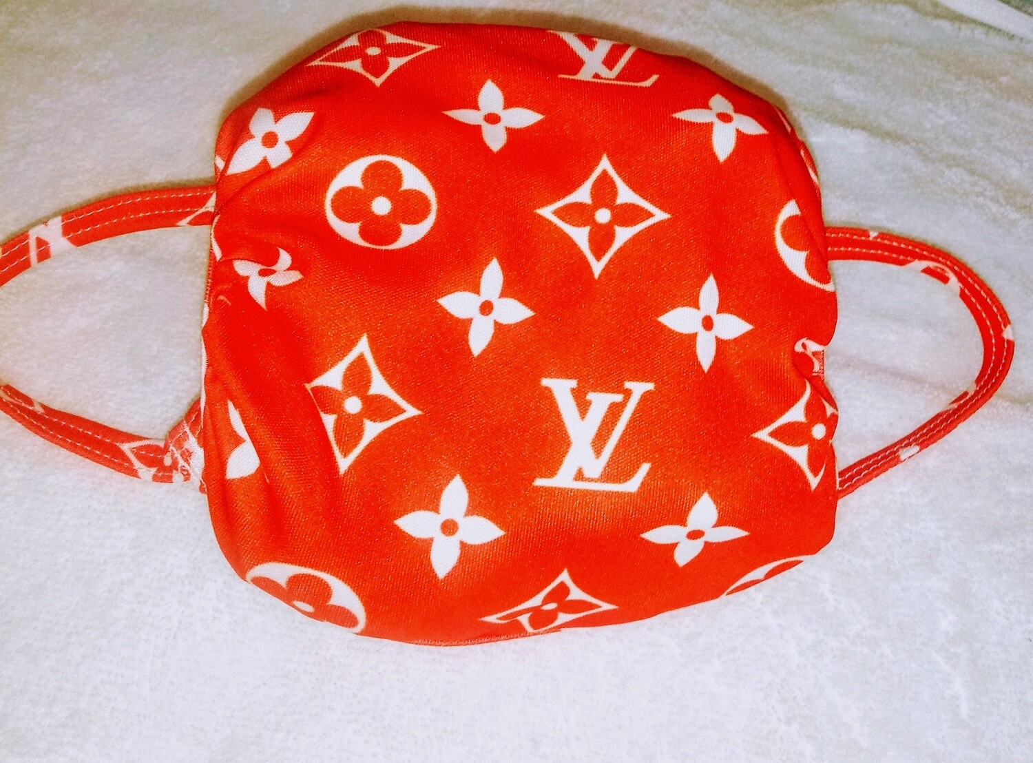 Red Louis Vuitton Designer Face Mask