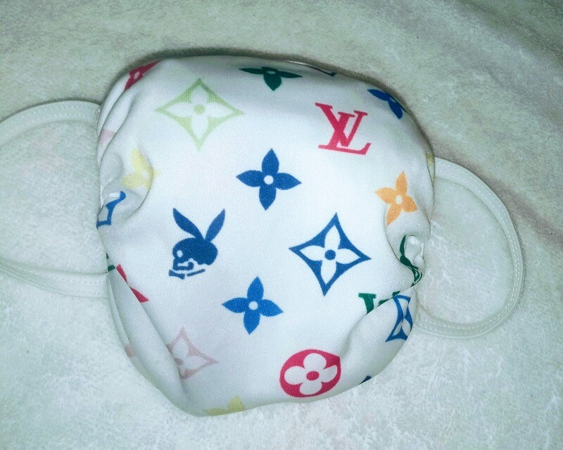 White Louis Vuitton Designer Face Mask
