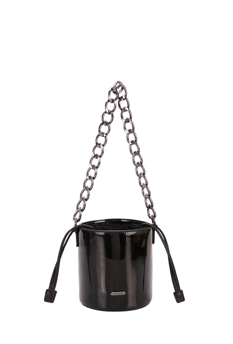 David Jones Glossy Bucket Bag – Chocolate Bronze