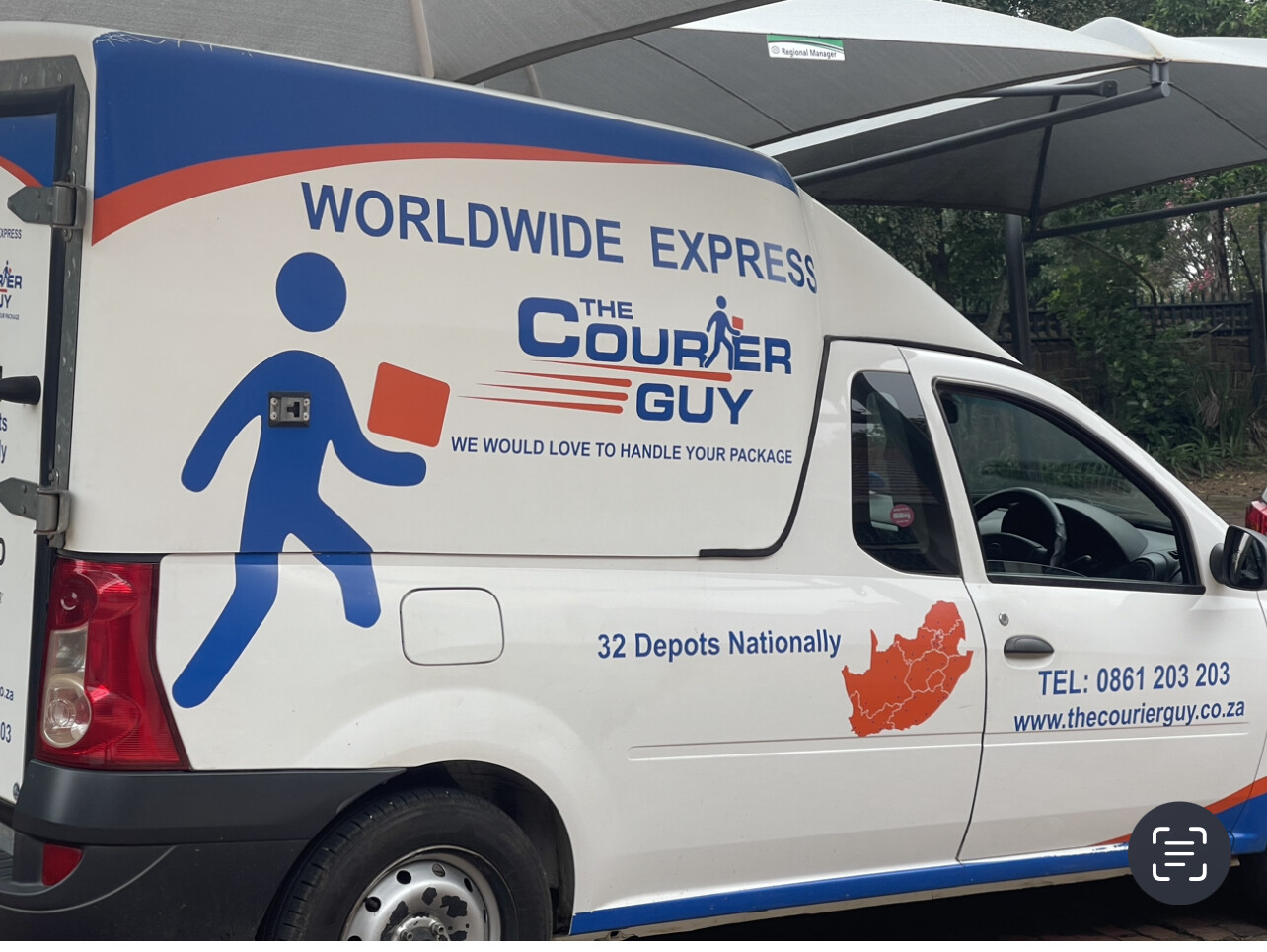 Courier Guy collecting parcels at David Jones Southern Africa Reception 19 December 2022