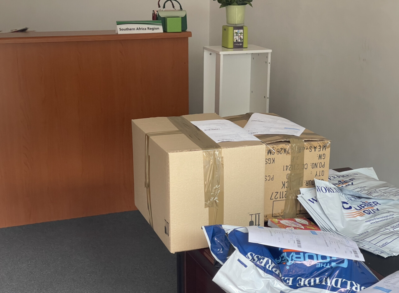Courier Guy collecting parcels at David Jones Southern Africa Reception 19 December 2022