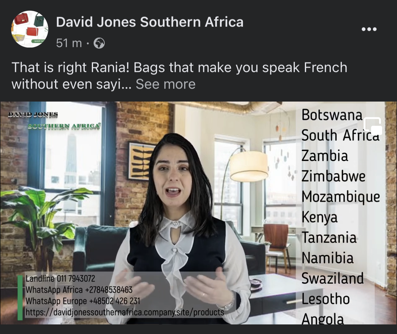 That is right Rania! Bags that make you speak French without even saying a word....

Democratic Republic of Congo(DRC) DJSA is knocking the door..