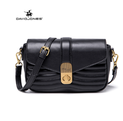 VINTAGE DAVID JONES Elegant Black Handbag With Brown and 