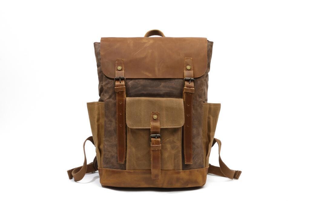 Leather Canvas  Portable Waterproof Backpack