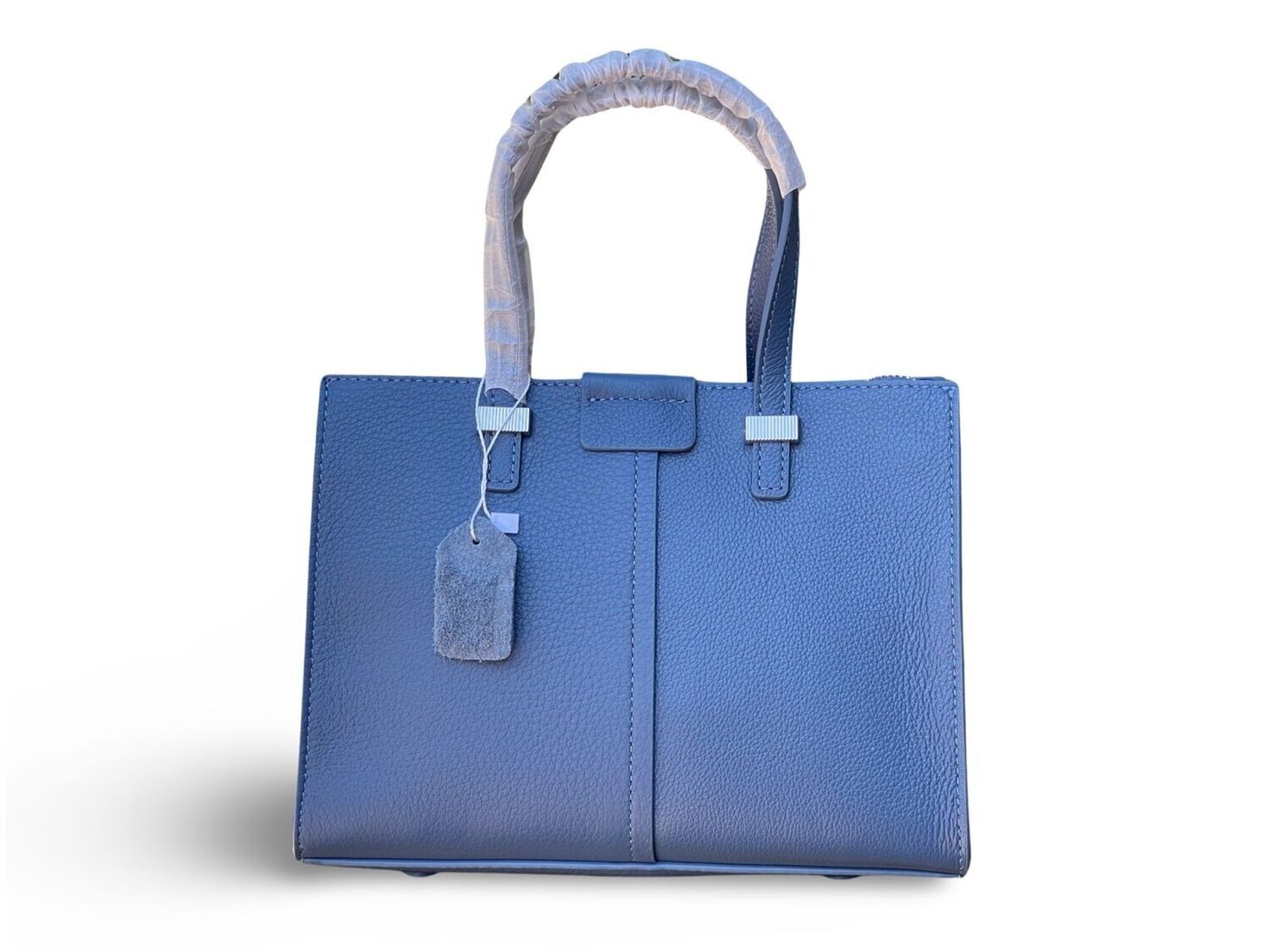 &lt;Leather Dual Top-Handles Zip-Closure Structured Bag
