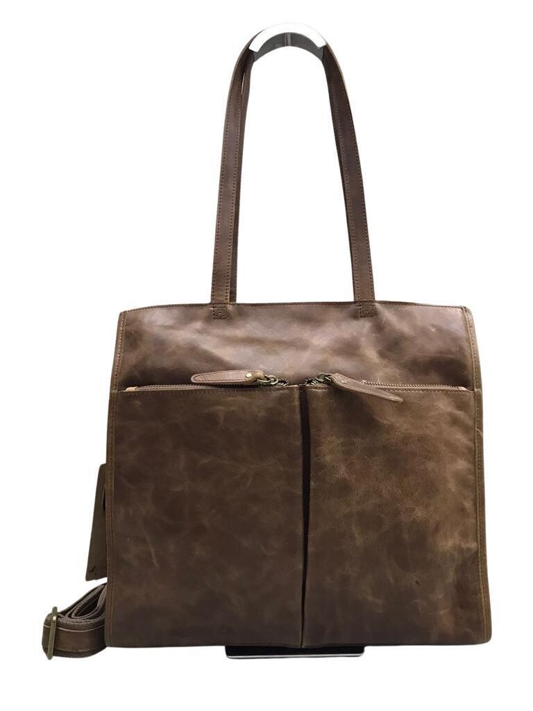 Leather top notch large tote bag