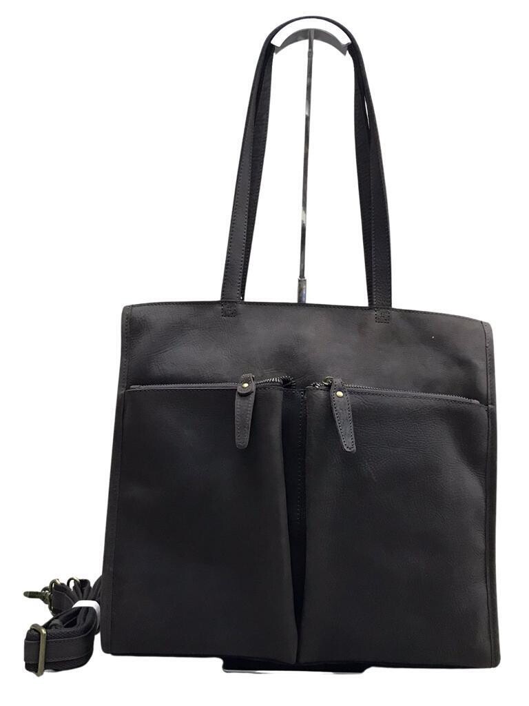 Leather top notch large tote bag