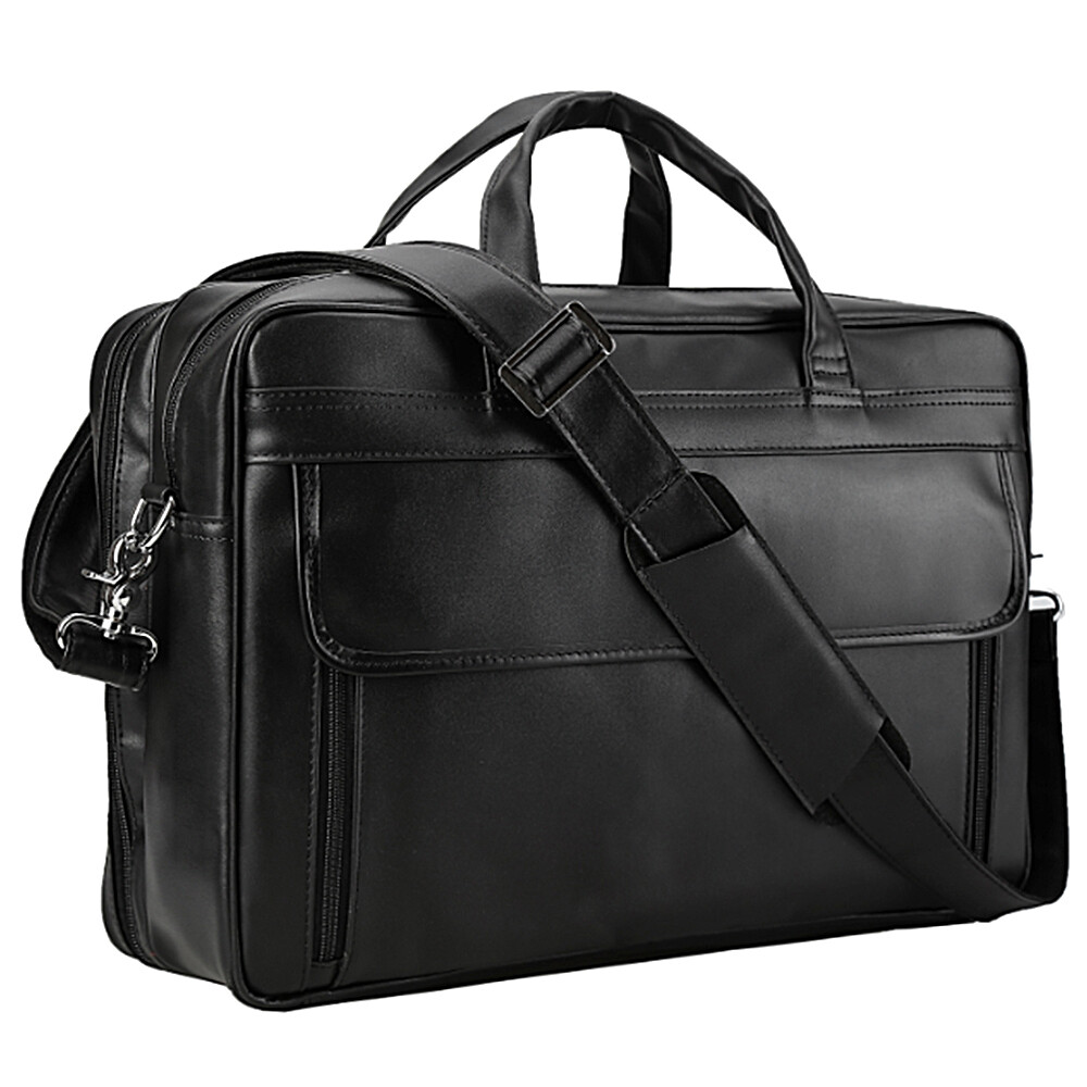 Top Grain Real Leather 17 Inch Laptop Briefcase Messenger Bag Black Men Genuine Leather Computer Briefcases