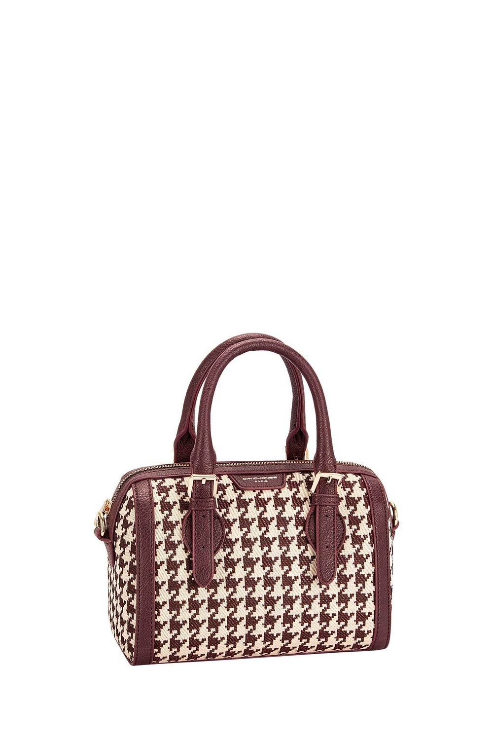 David Jones Bordeaux Houndstooth Barrel Bag DJ726D