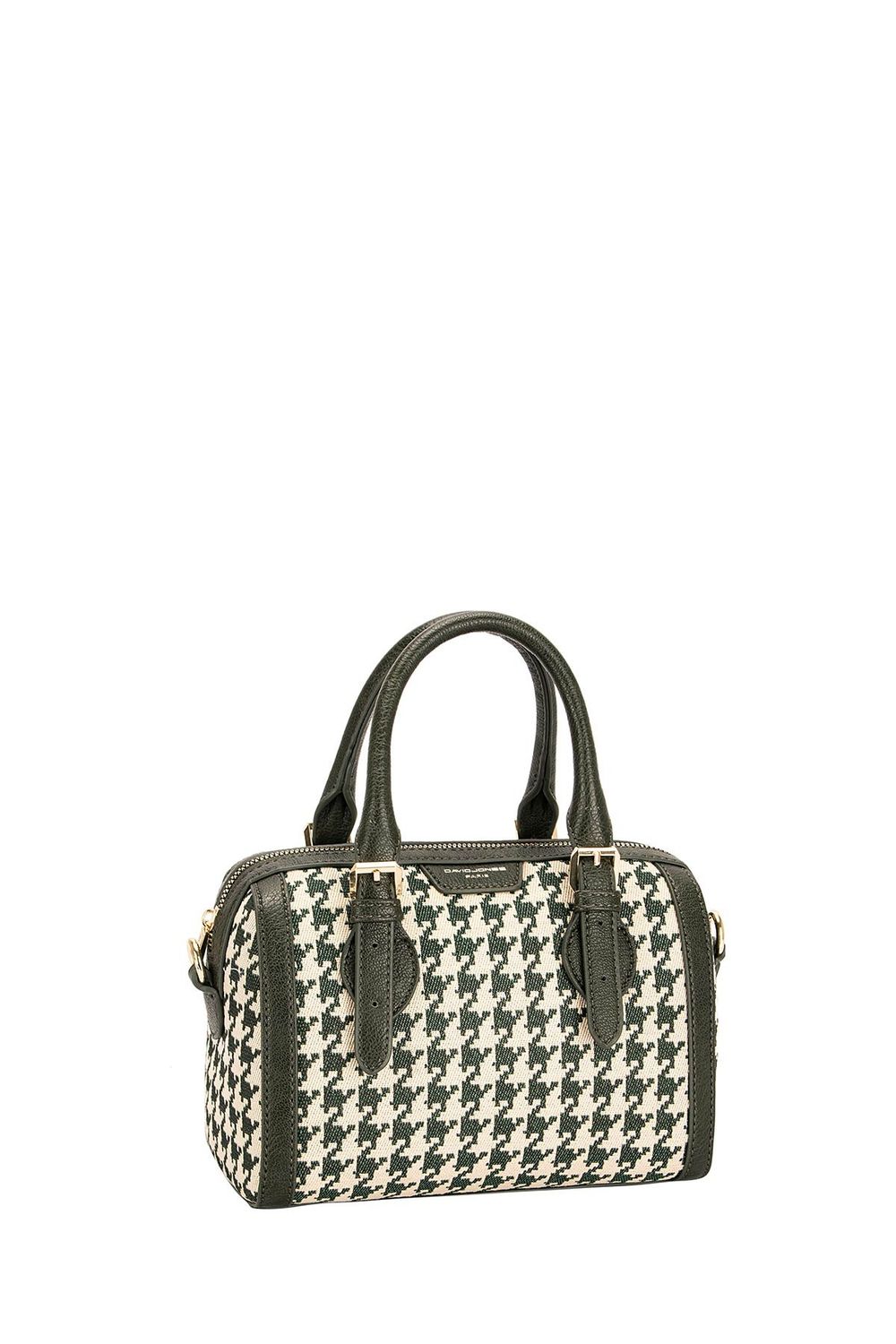 David Jones Military Green Houndstooth Barrel Bag DJ728D