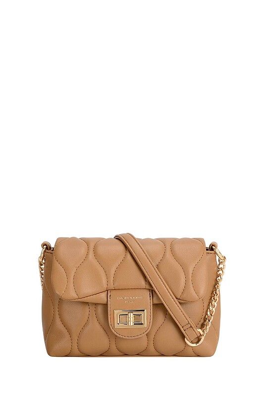 David Jones Taupe Crossbody Quilted Bag DJ791D