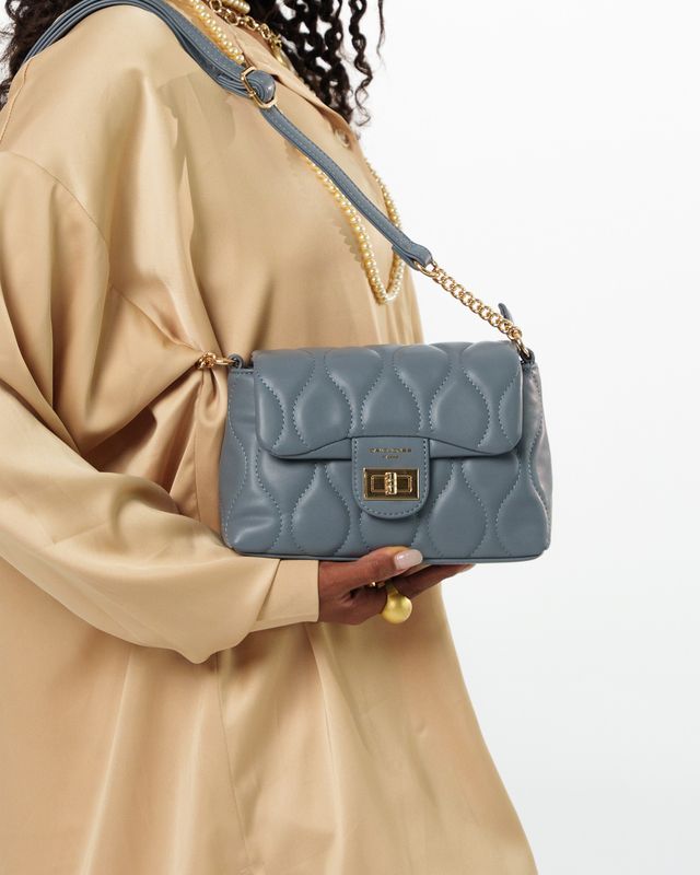 David Jones Blue Quilted Handbag DJ222A