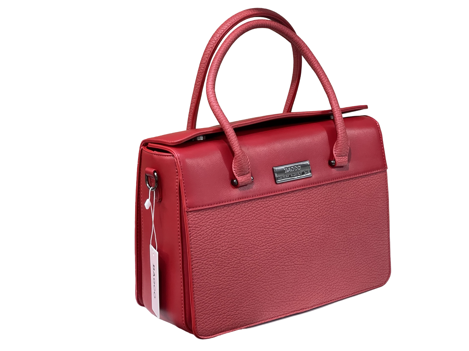 BAGCO Premium Structured Red Handbag – Mocha Elegance