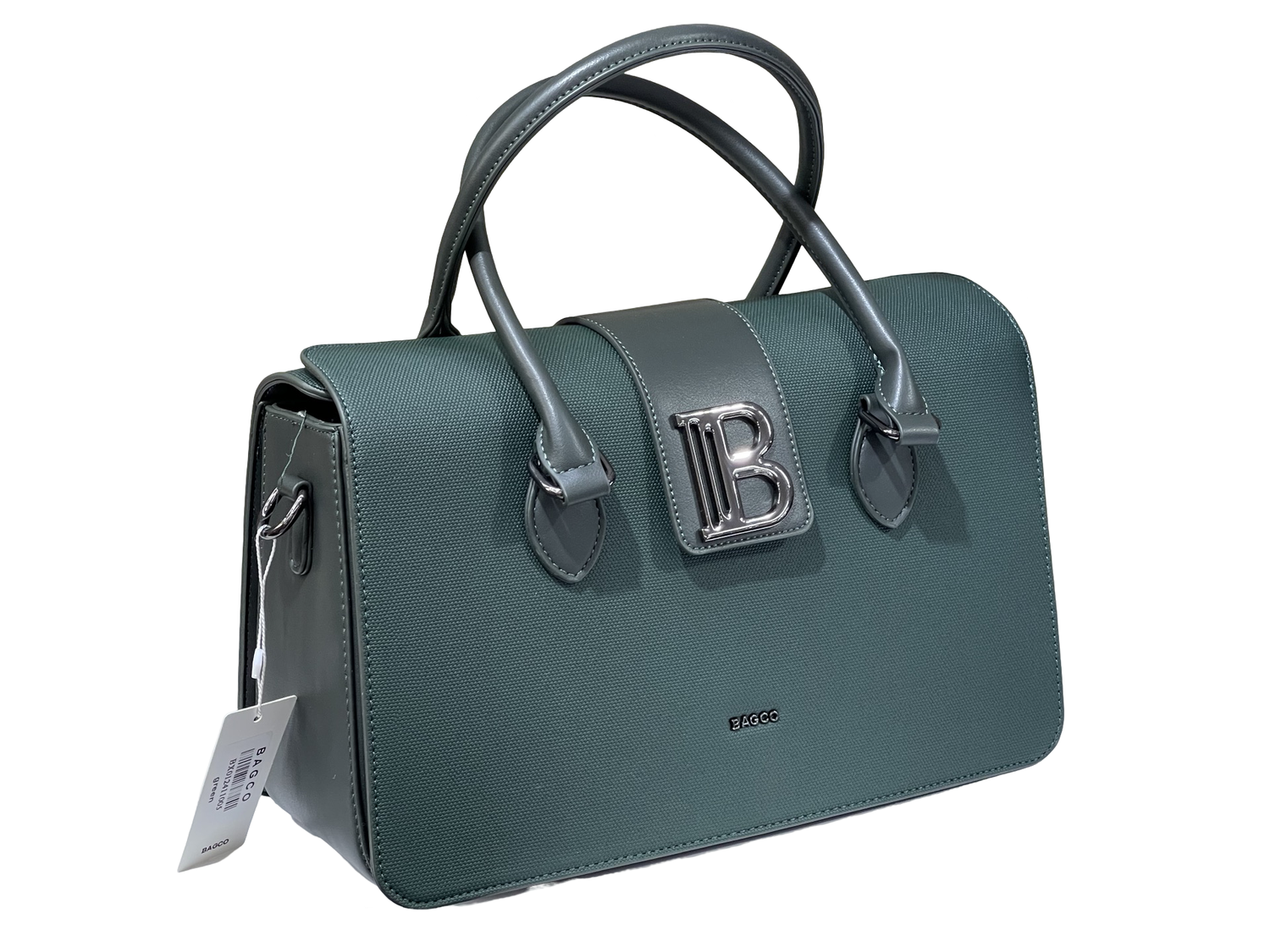 BAGCO Premium Structured Executive Green Handbag – Mocha Elegance