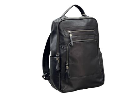 15 Inch Boardroom and Airport Black LEATHER Backpack DJ1001M