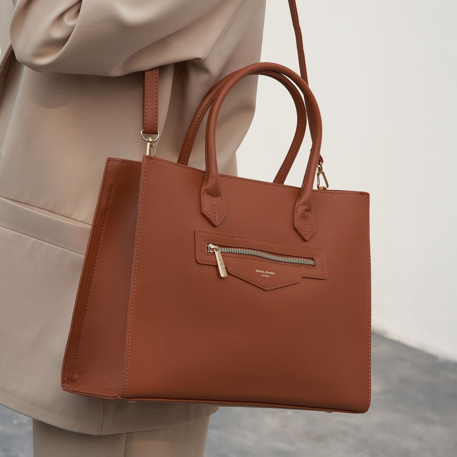 David Jones Tote Brown Handbag DJ455D