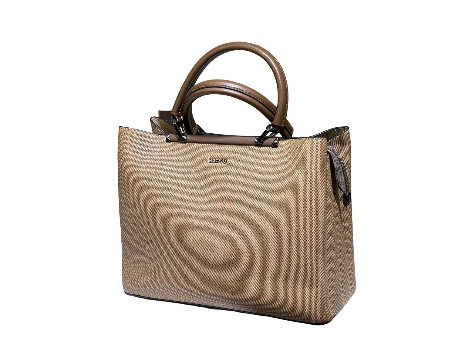 BAGCO Modern Beige Textured Handbag with Sleek Design