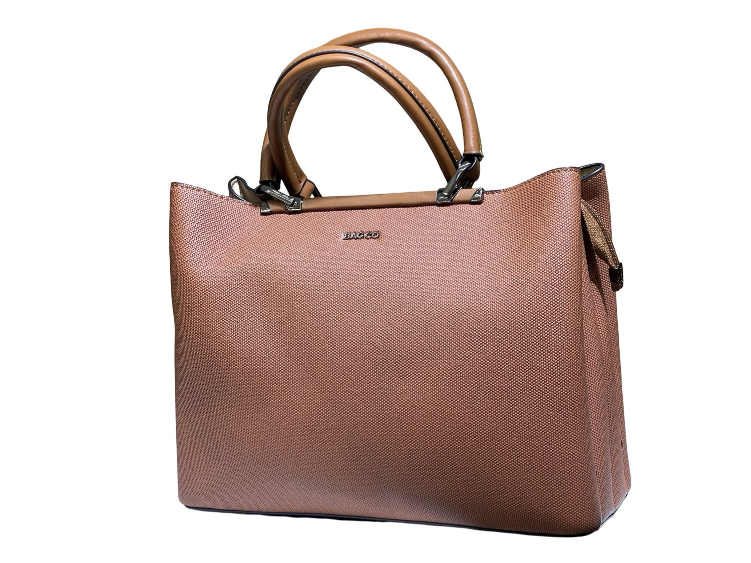BAGCO Modern Brown Textured Handbag with Sleek Design