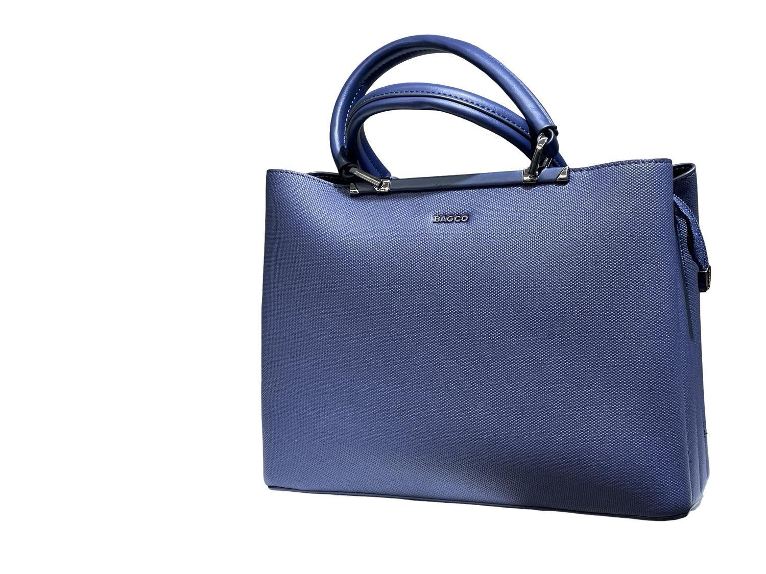 BAGCO Modern Blue Textured Handbag with Sleek Design