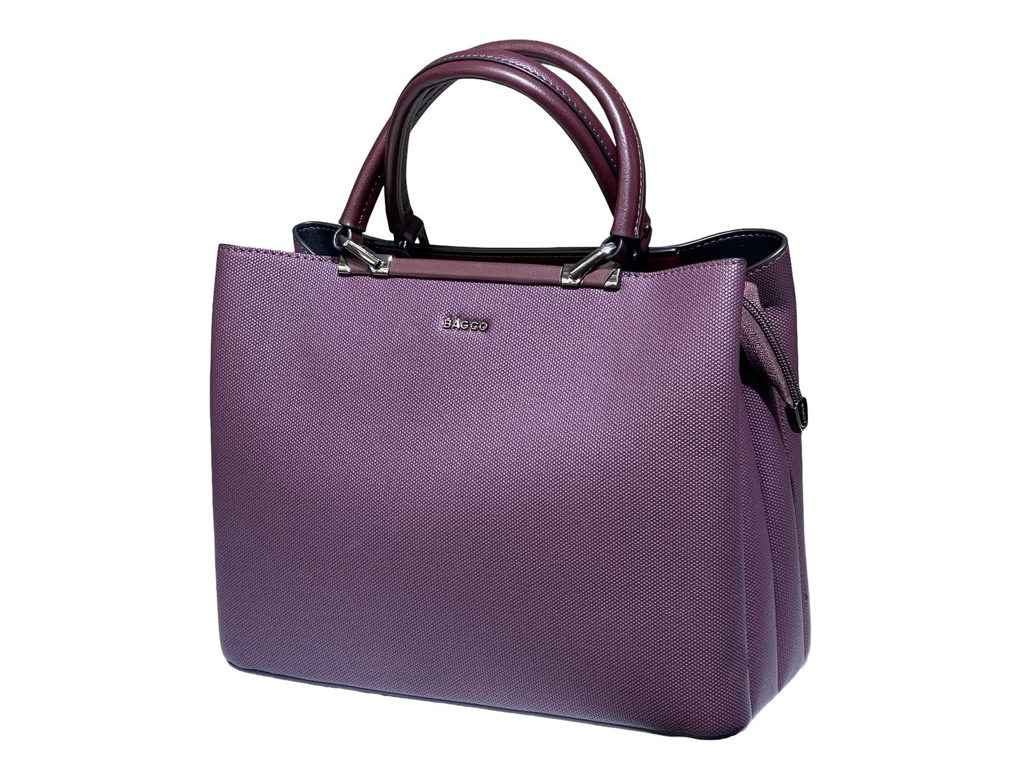 BAGCO Modern Burgundy Textured Handbag with Sleek Design