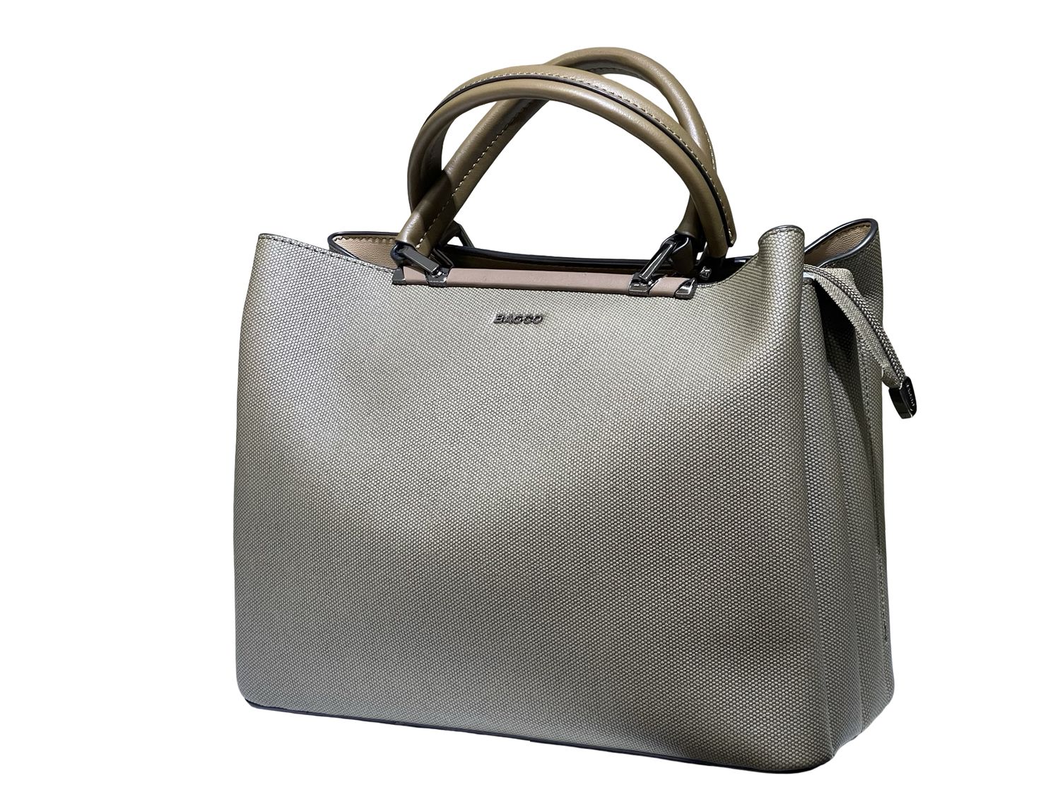 BAGCO Modern Military Green Textured Handbag with Sleek Design