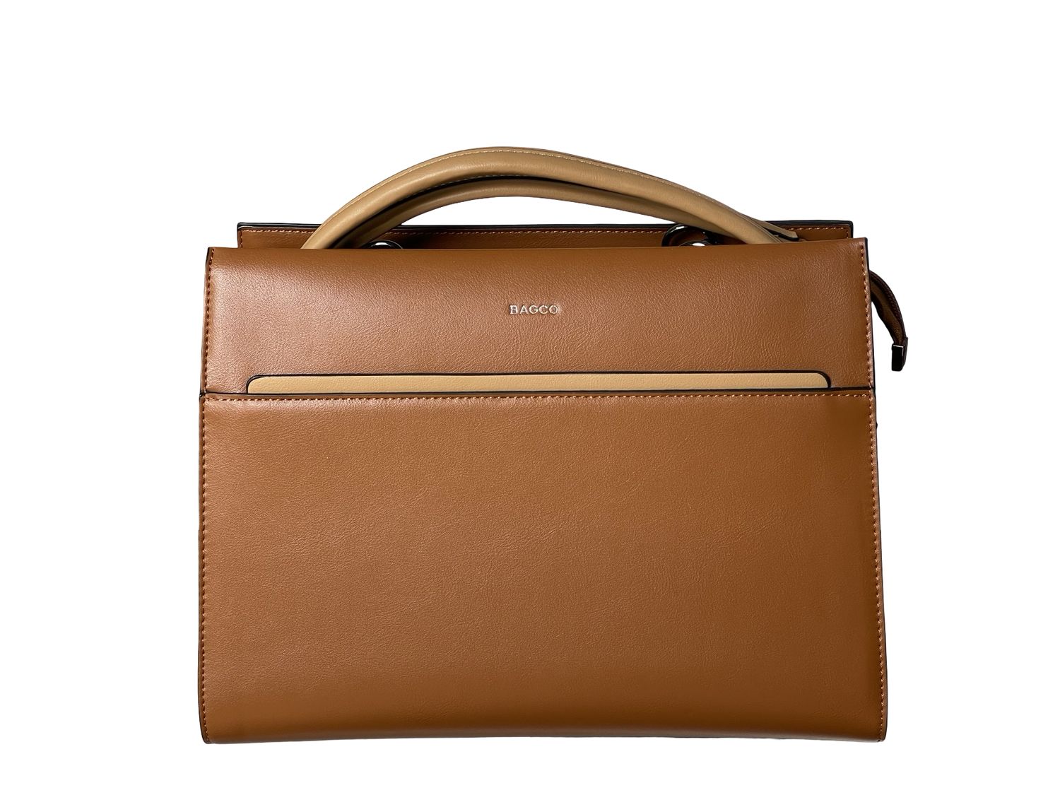 BAGCO Structured Vegan Leather BrownHandbag -BX012504042T