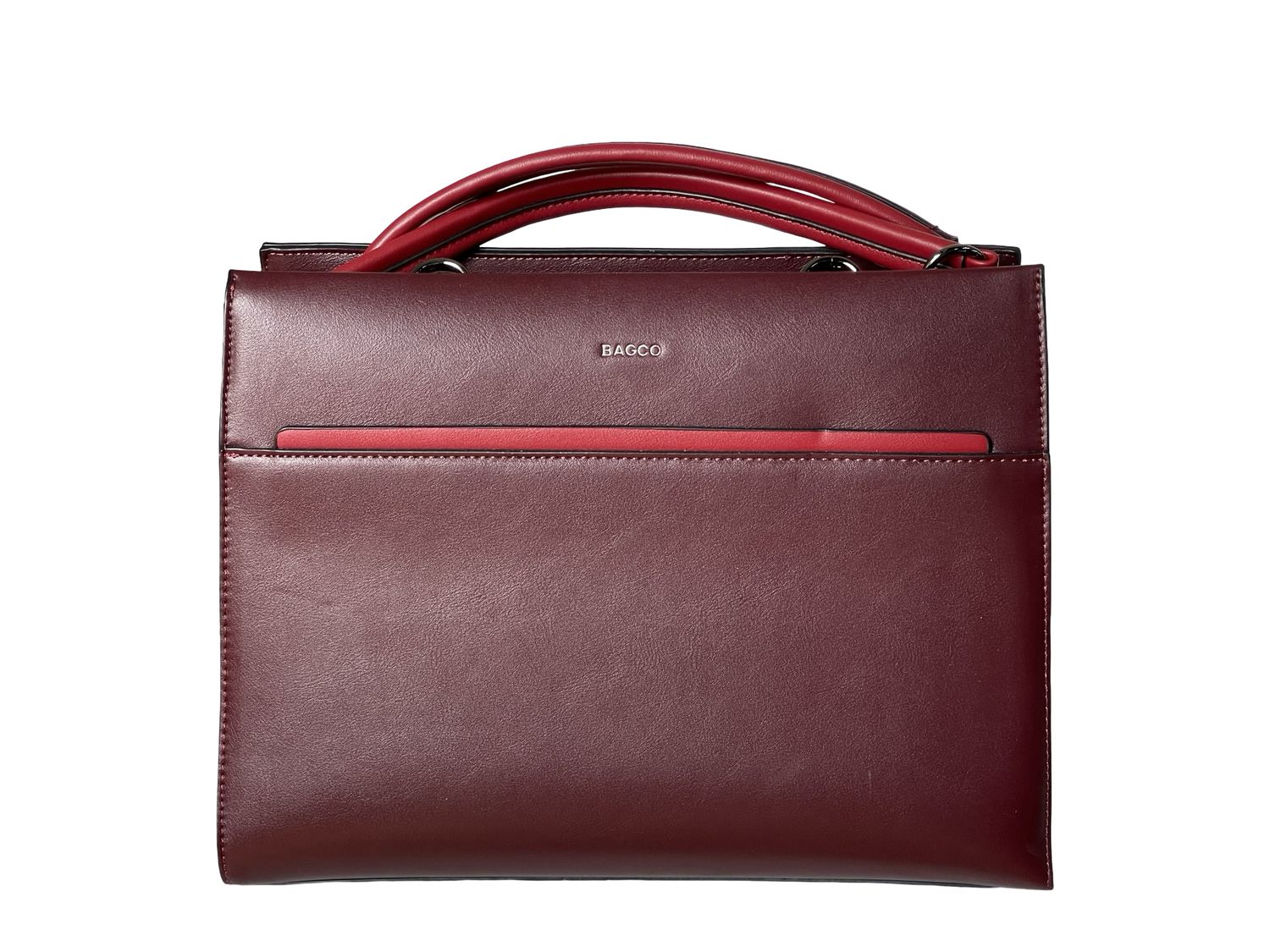 BAGCO Structured Vegan Leather Maroon Handbag -BX012504042T