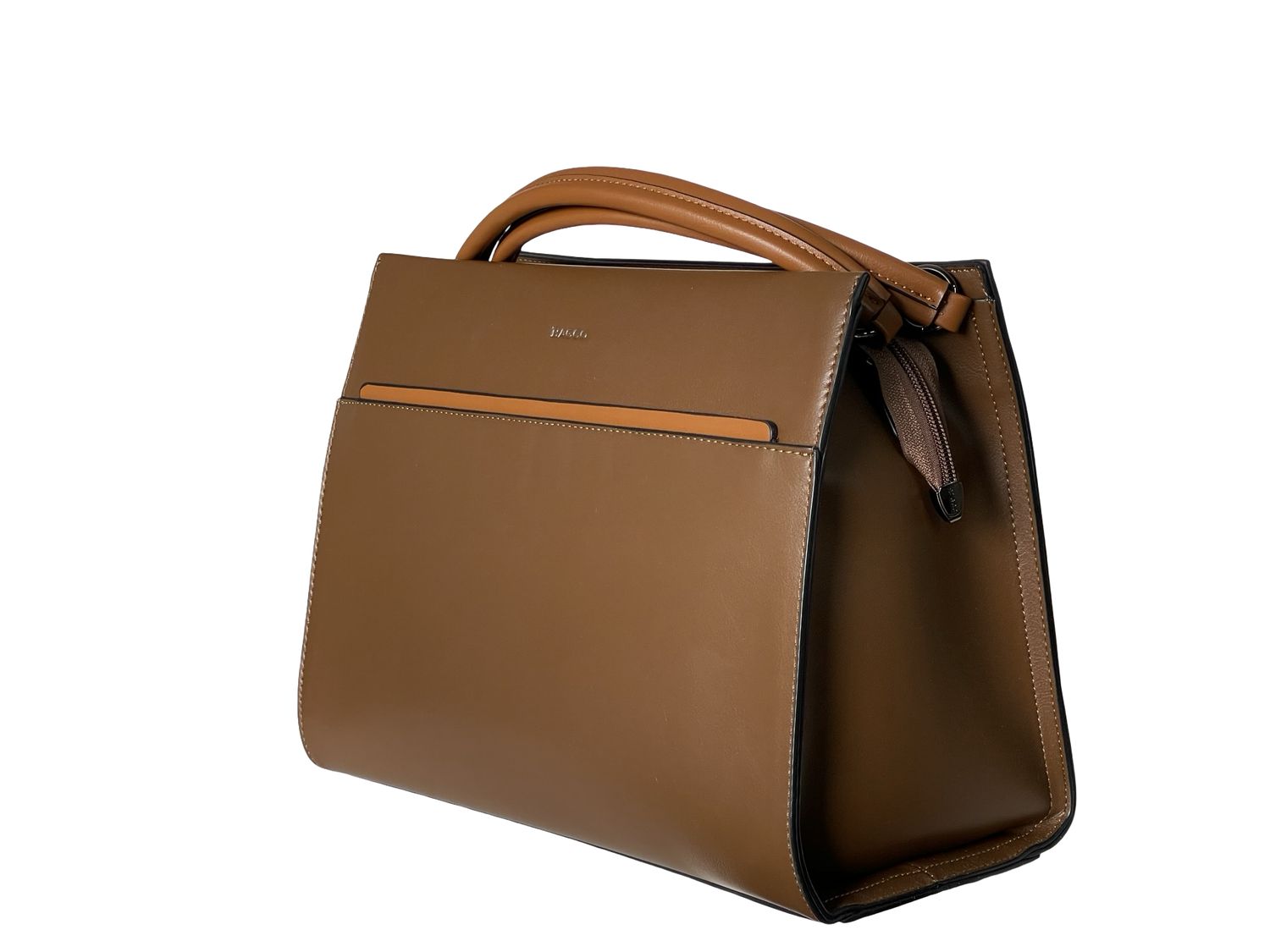 BAGCO Structured Vegan Leather Coffee Handbag -BX012504042T