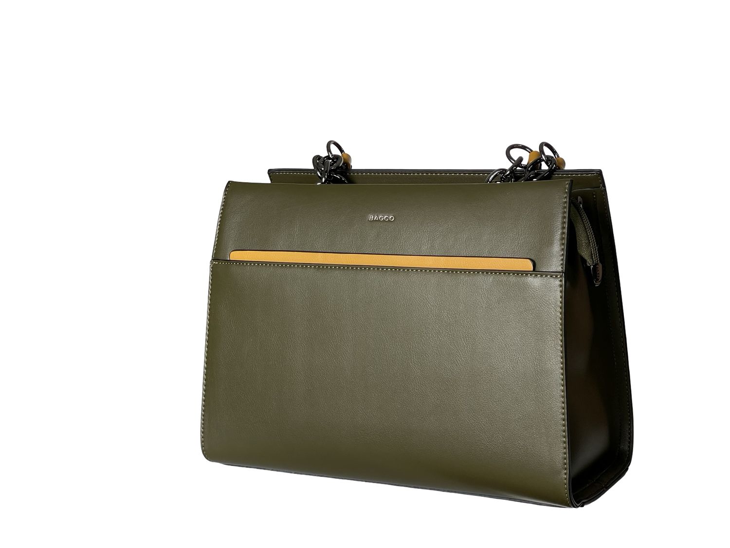 BAGCO Structured Vegan Leather Olive Green Handbag -BX012504042T