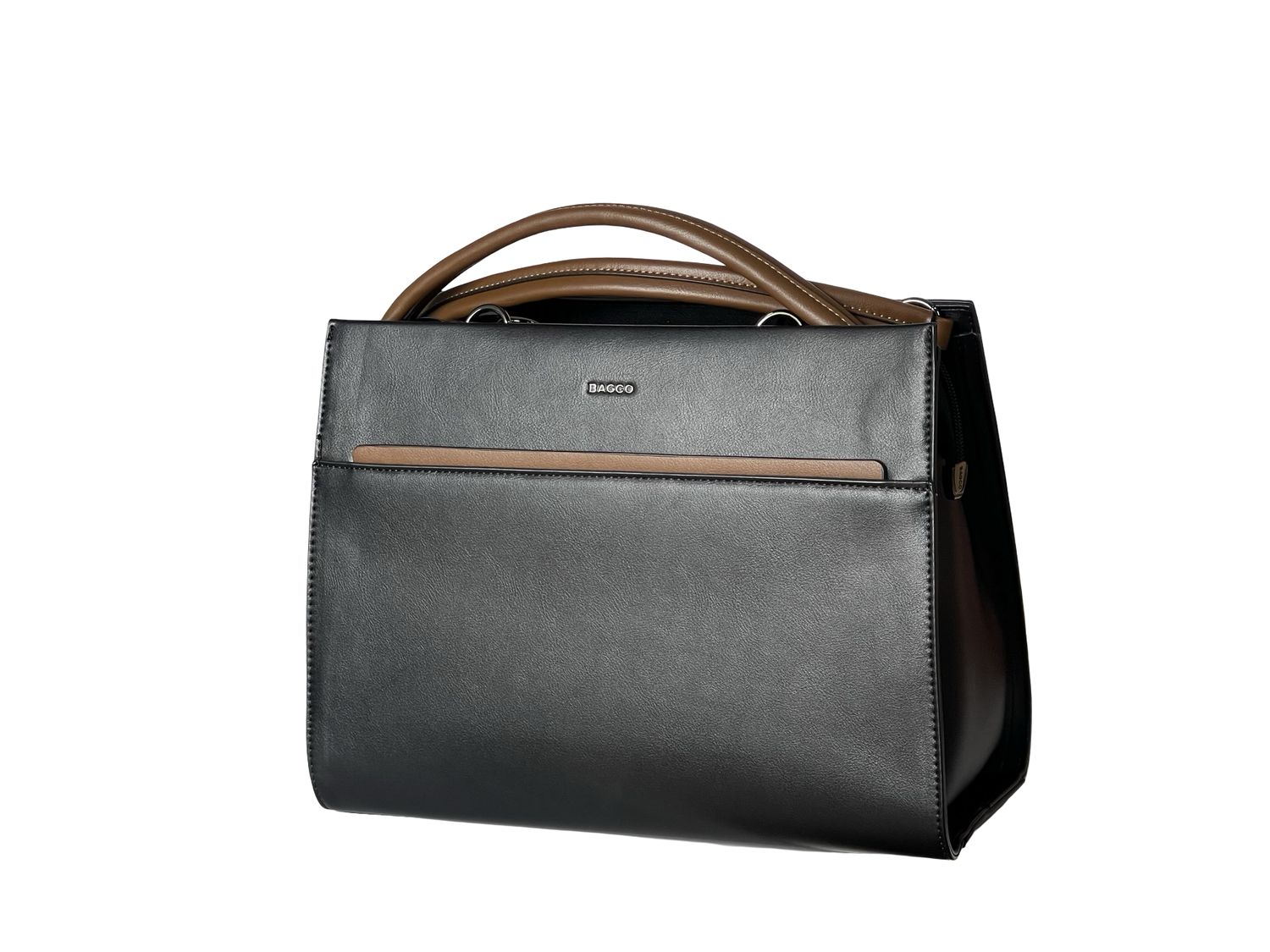 BAGCO Structured Vegan Leather Black Handbag -BX012504042T