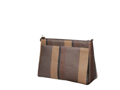 Striped Canvas Crossbody / Clutch Bag – Earth Tones