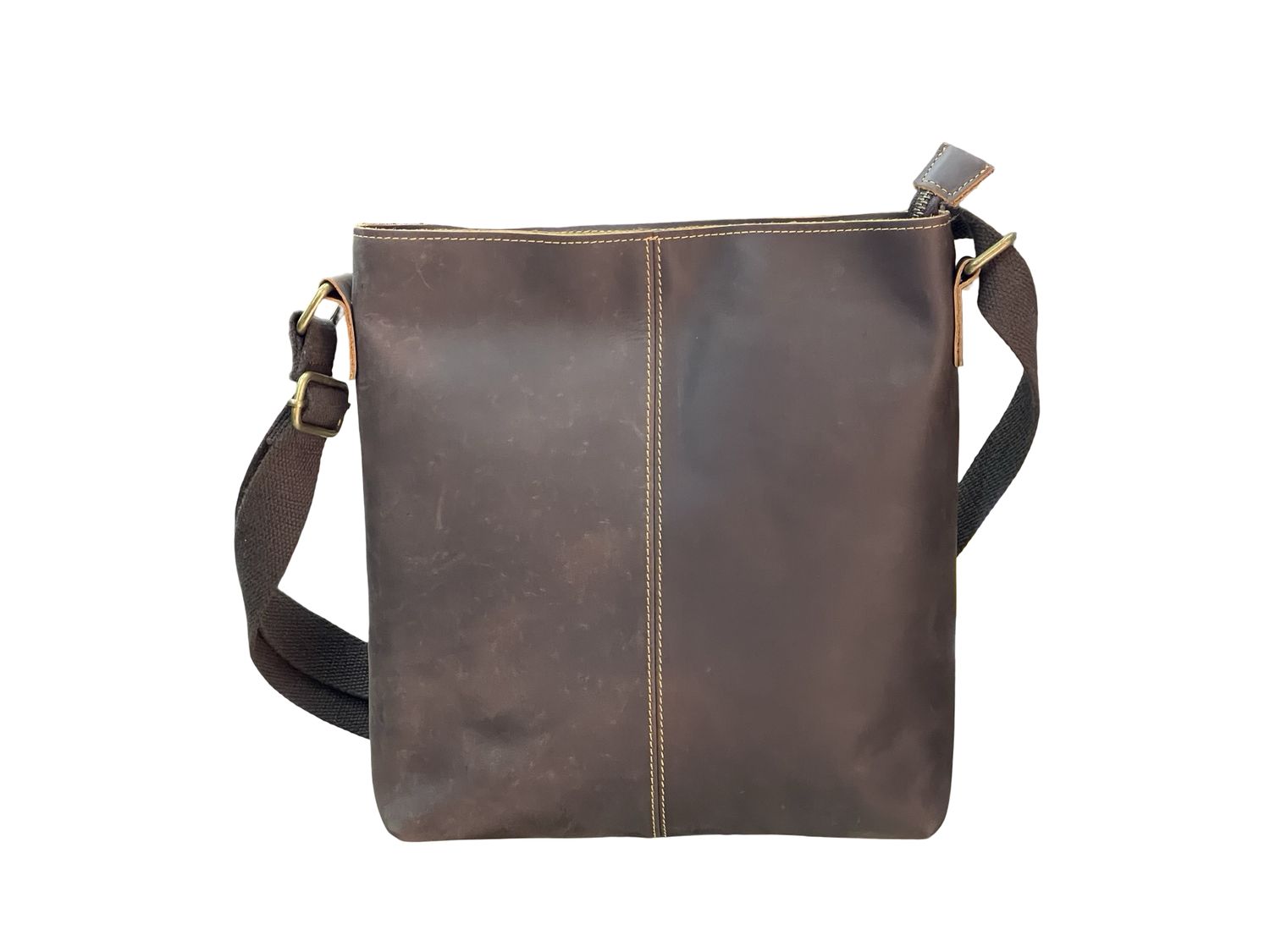 Premium Italian Midnight Cocoa Hunter Leather Messenger - Medium