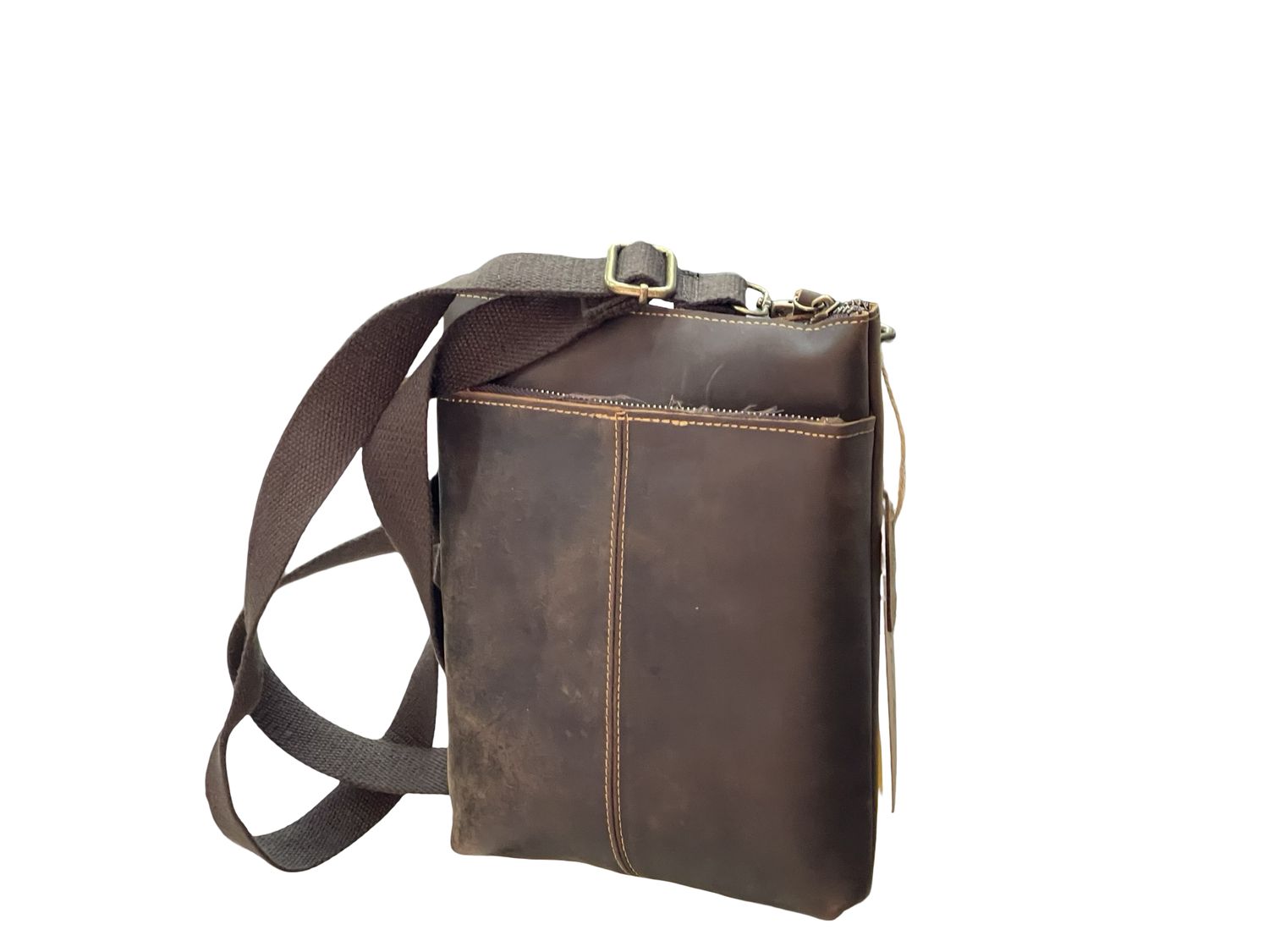 Premium Italian Midnight Cocoa Hunter Leather Messenger - Small