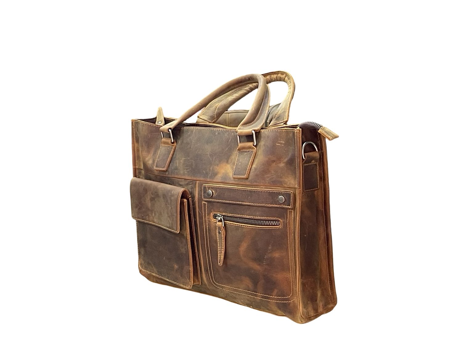 Premium Italian Leather Cognac laptop Bag