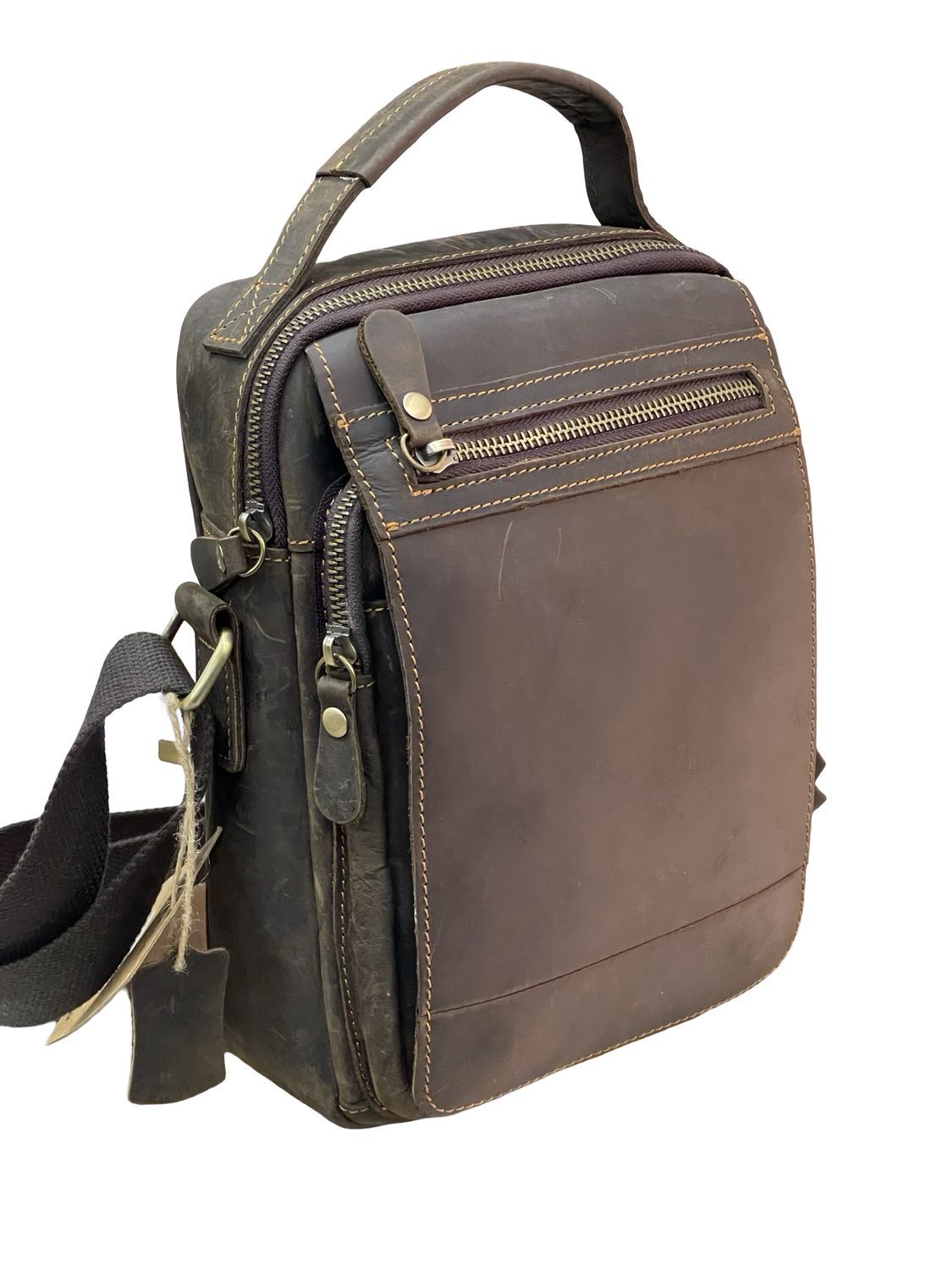 Premium Italian Distressed Earth Leather Messenger
