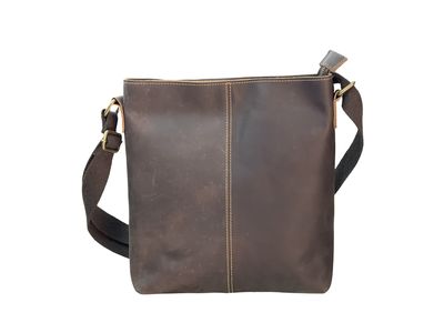 Premium Italian Midnight Cocoa Hunter Leather Messenger - Medium