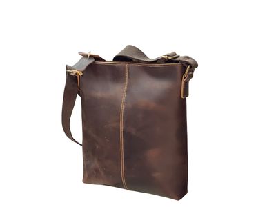 Premium Italian Midnight Cocoa Hunter Leather Messenger - Medium