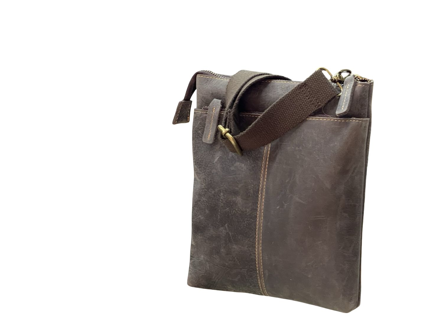 Premium Italian Midnight Cocoa Hunter Leather Messenger - Small