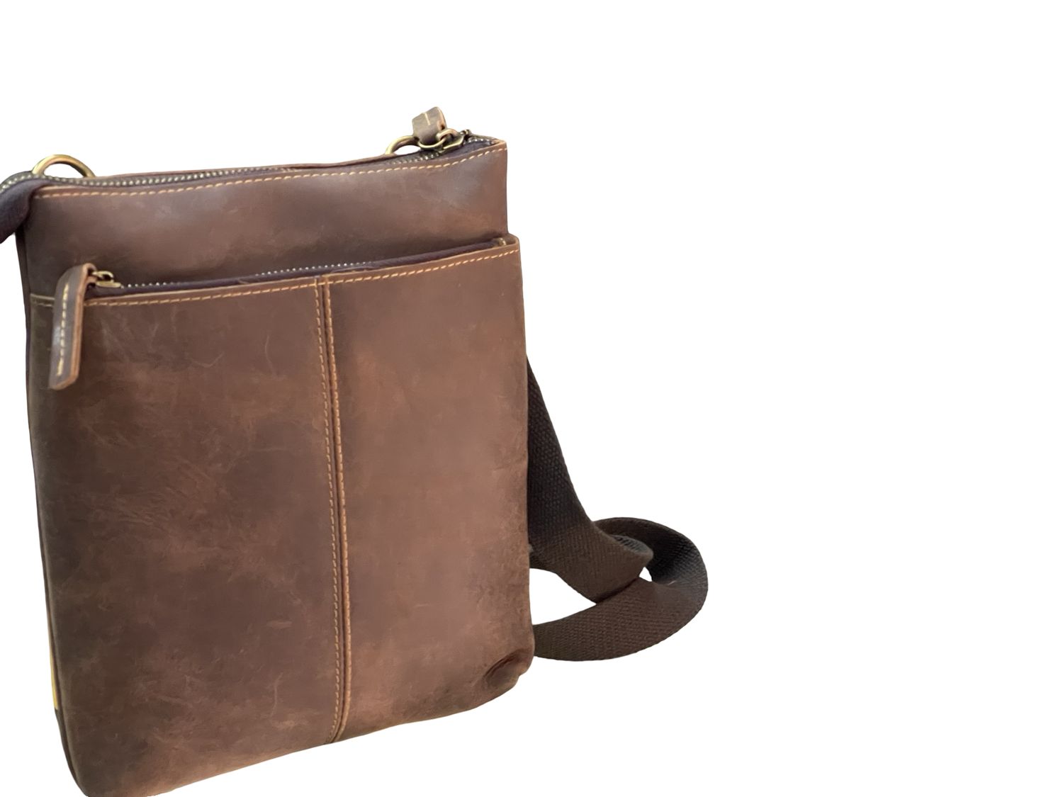 Premium Italian Midnight Cocoa Hunter Leather Messenger - Small