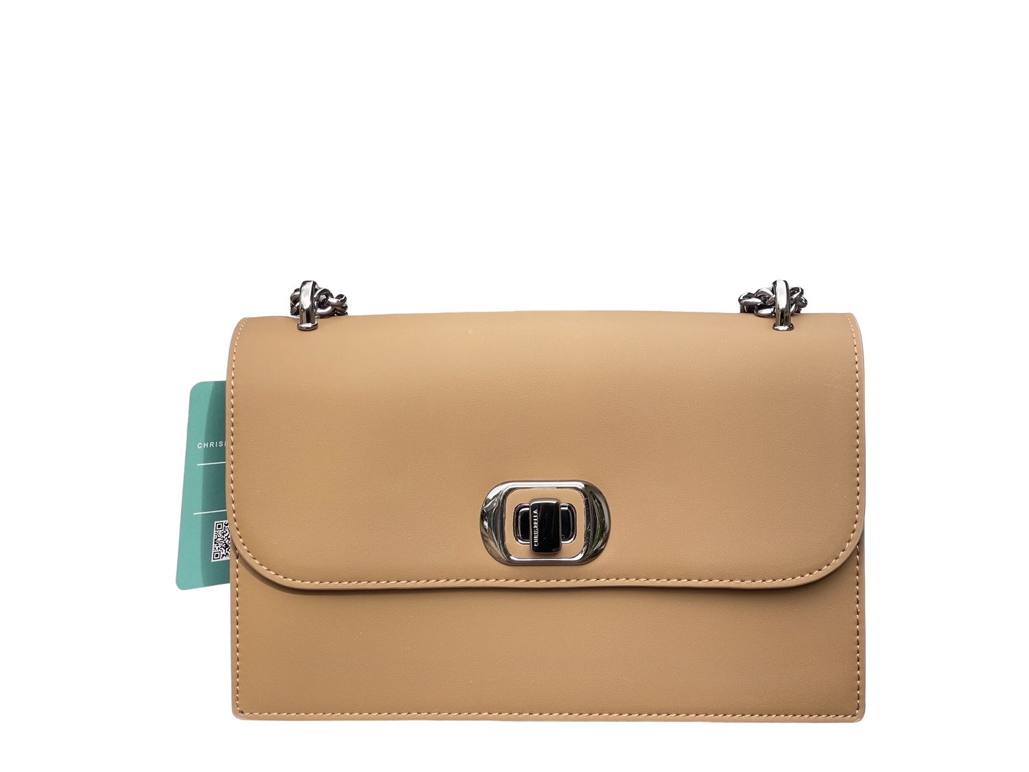 Chrisbella Luxe Chain‑Statement Shoulder Bag – Beige