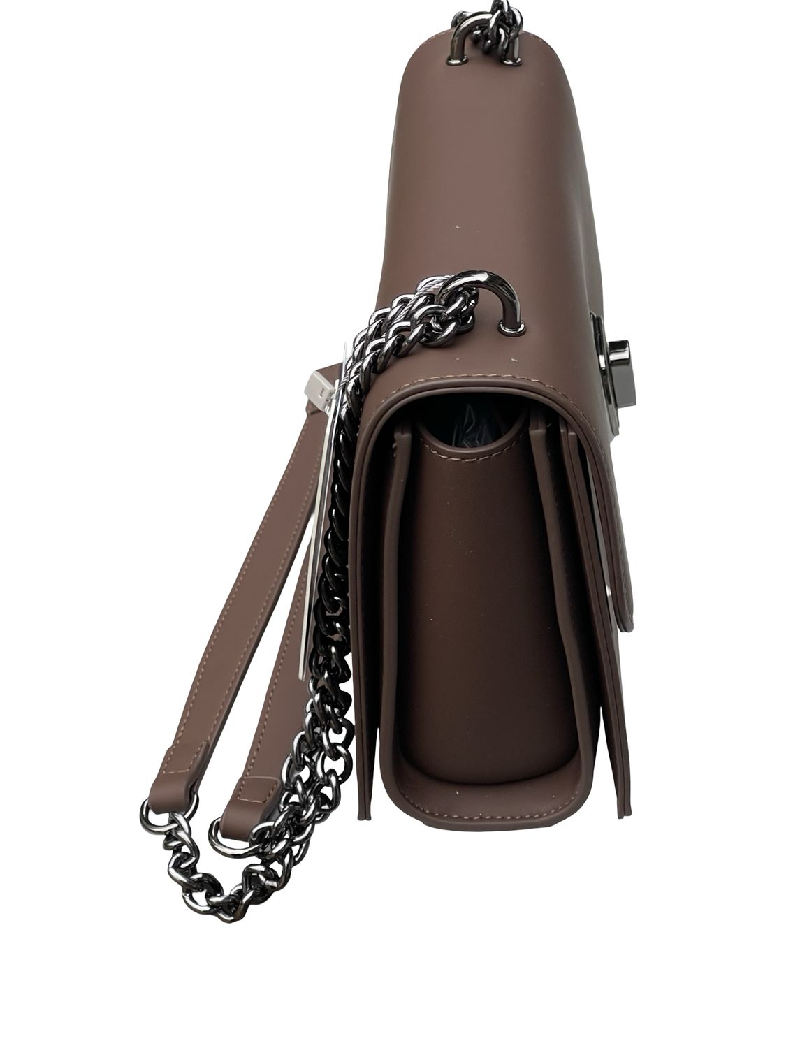 Chrisbella Luxe Chain‑Statement Shoulder Bag – Deep Coffee